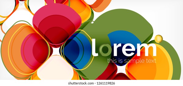 Round triangles geometric shapes composition, vector