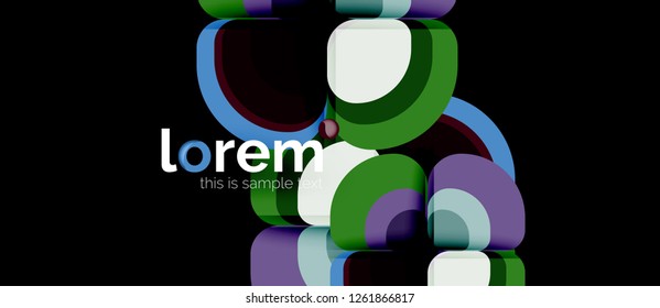 Round triangles geometric shapes composition, vector
