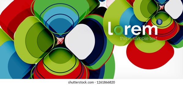Round triangles geometric shapes composition, vector