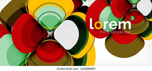 Round triangles geometric shapes composition, vector