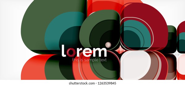 Round triangles geometric shapes composition, vector
