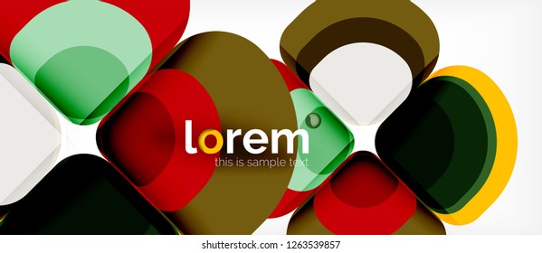 Round triangles geometric shapes composition, vector