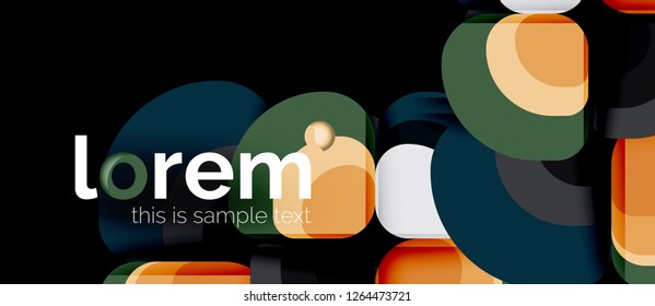 Round triangles geometric shapes composition, vector