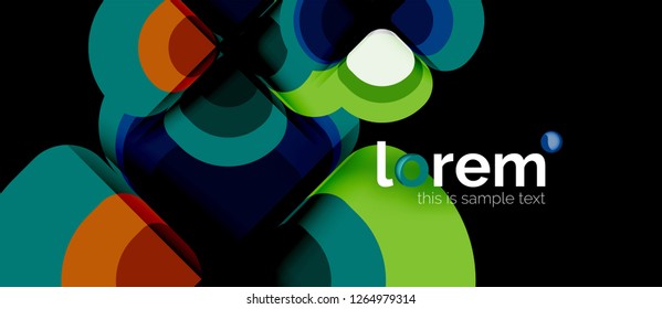 Round triangles geometric shapes composition, vector
