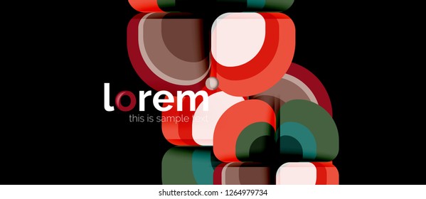 Round triangles geometric shapes composition, vector