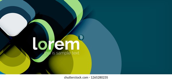 Round triangles geometric shapes composition, vector