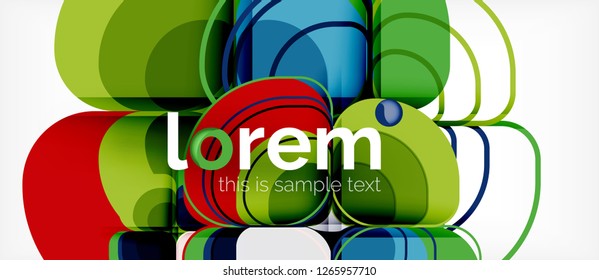 Round triangles geometric shapes composition, vector