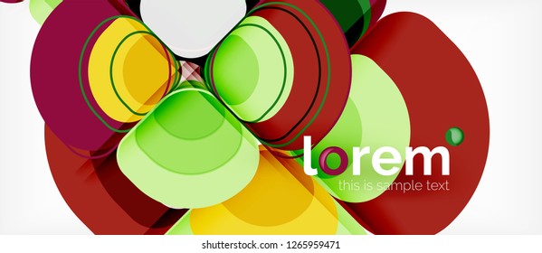 Round triangles geometric shapes composition, vector