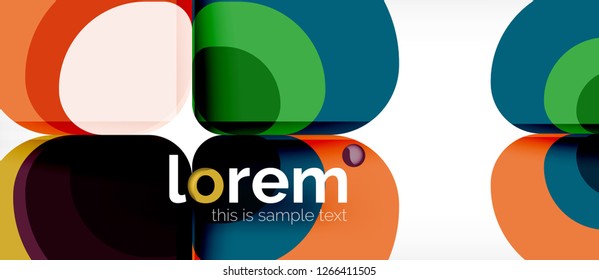 Round triangles geometric shapes composition, vector