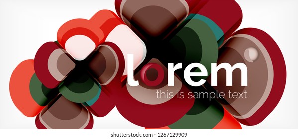 Round triangles geometric shapes composition, vector