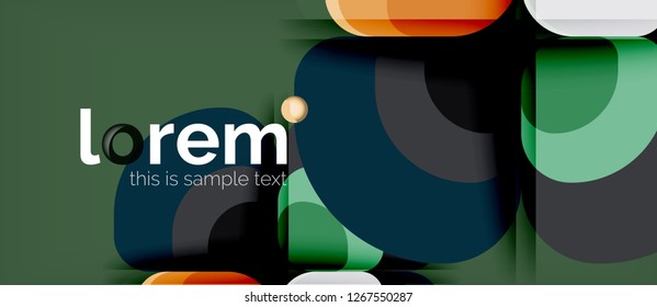 Round triangles geometric shapes composition, vector