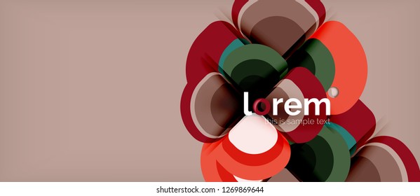 Round triangles geometric shapes composition, vector