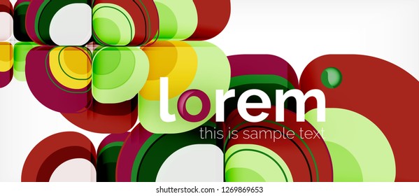 Round triangles geometric shapes composition, vector