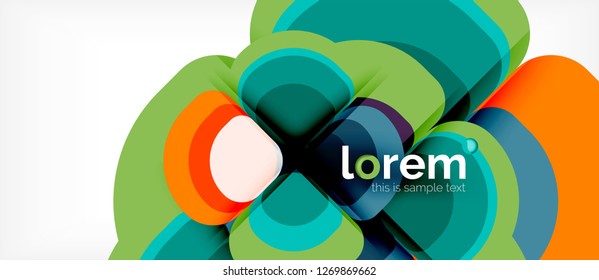 Round triangles geometric shapes composition, vector