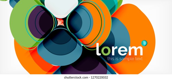 Round triangles geometric shapes composition, vector