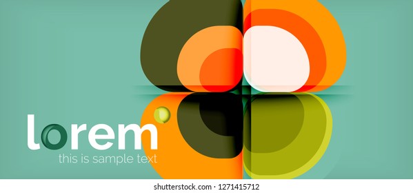 Round triangles geometric shapes composition, vector