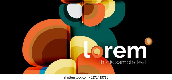 Round triangles geometric shapes composition, vector