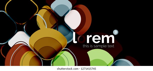 Round triangles geometric shapes composition, vector