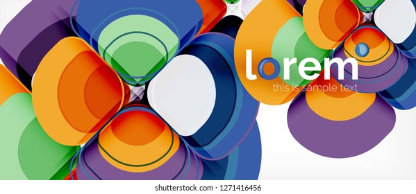 Round triangles geometric shapes composition, vector