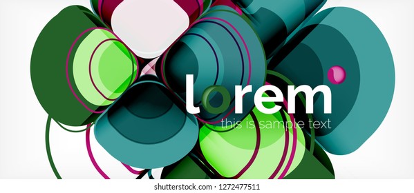 Round triangles geometric shapes composition, vector