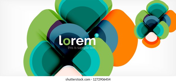 Round triangles geometric shapes composition, vector