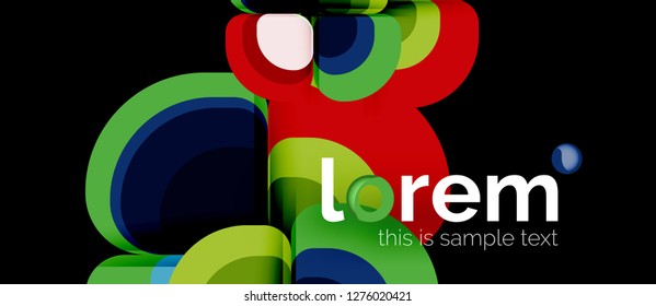 Round triangles geometric shapes composition, vector