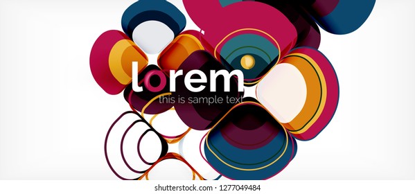 Round triangles geometric shapes composition, vector