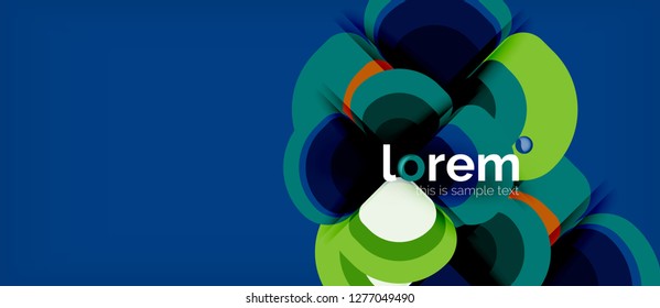 Round triangles geometric shapes composition, vector