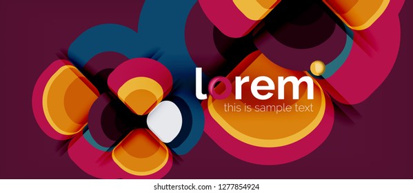 Round triangles geometric shapes composition, vector