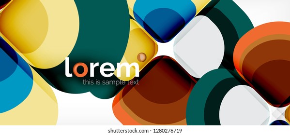 Round triangles geometric shapes composition, vector