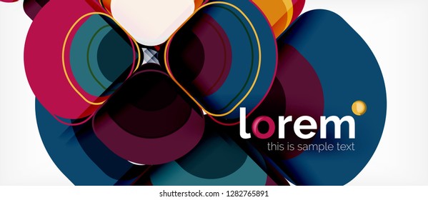 Round triangles geometric shapes composition, vector