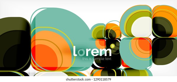 Round triangles geometric shapes composition, vector