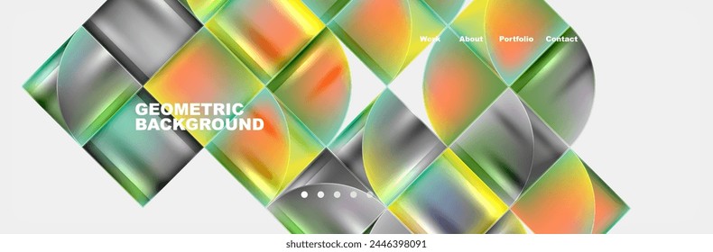 Round triangles and squares web site page template. Vector Illustration For Wallpaper, Banner, Background, Card, Book Illustration, landing page