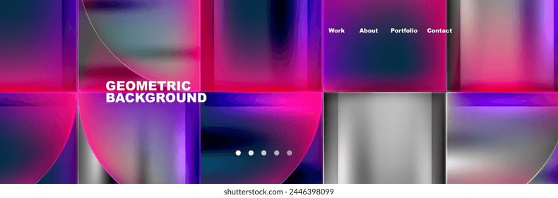 Round triangles and squares web site page template. Vector Illustration For Wallpaper, Banner, Background, Card, Book Illustration, landing page