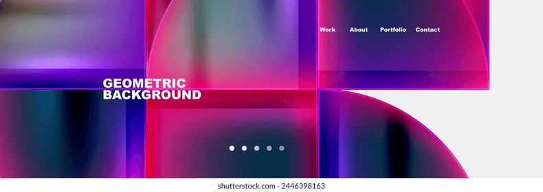 Round triangles and squares web site page template. Vector Illustration For Wallpaper, Banner, Background, Card, Book Illustration, landing page