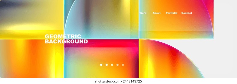 Round triangles and squares web site page template. Vector Illustration For Wallpaper, Banner, Background, Card, Book Illustration, landing page