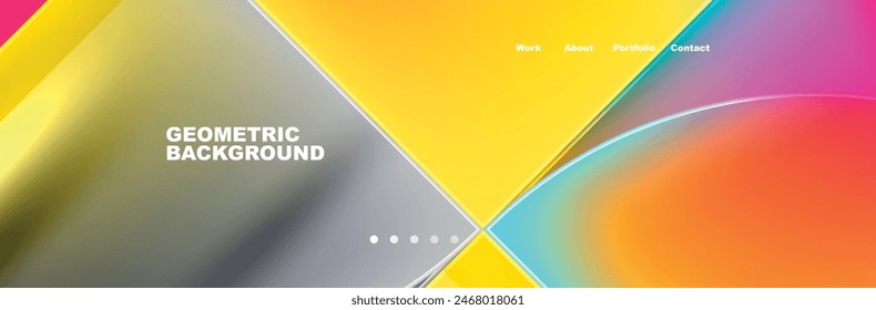 Round triangles and squares web site page template. Vector Illustration For Wallpaper, Banner, Background, Card, Book Illustration, landing page