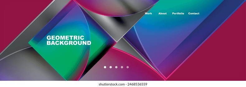 Round triangles and squares web site page template. Vector Illustration For Wallpaper, Banner, Background, Card, Book Illustration, landing page
