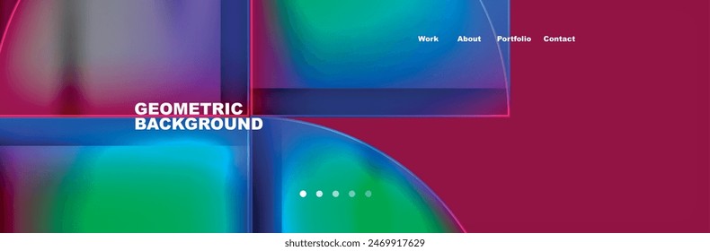 Round triangles and squares web site page template. Vector Illustration For Wallpaper, Banner, Background, Card, Book Illustration, landing page