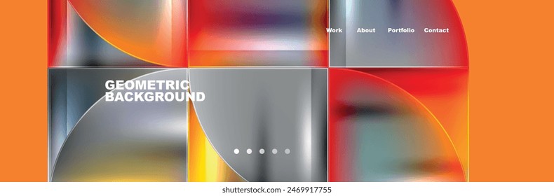 Round triangles and squares web site page template. Vector Illustration For Wallpaper, Banner, Background, Card, Book Illustration, landing page