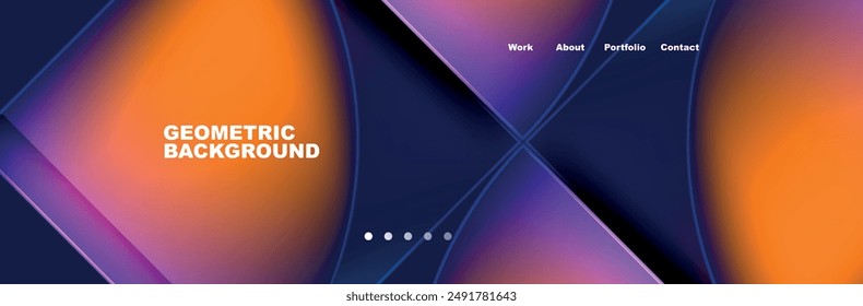 Round triangles and squares web site page template. Vector Illustration For Wallpaper, Banner, Background, Card, Book Illustration, landing page