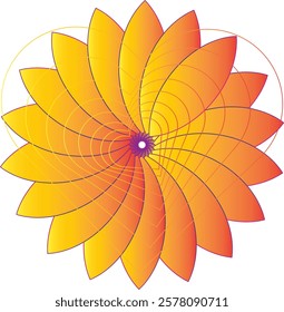 Round triple layer flower love design yellow orange and gradient color design.