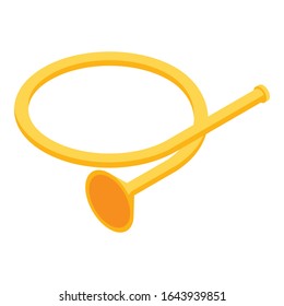 Round trumpet icon. Isometric of round trumpet vector icon for web design isolated on white background