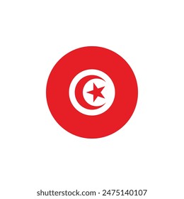 Round Tunisia flag emblem design element
