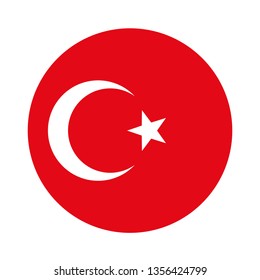 Round Turkey flag. Turkish flag star and moon crescent istanbul illustration original country circle.