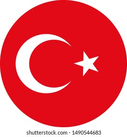 Round turkish flag icon or turkey flag sticker vector illustration -Badge,sticker,label,banner,background, wallpaper, symbol, icon etc.