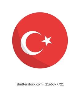 Round Turkish flag. Turkey. Vector.