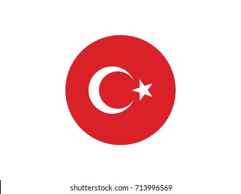 Round Turkish Flag vector 