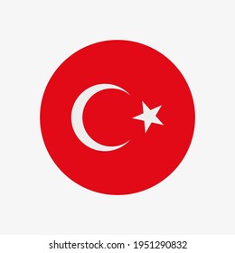 Round turkish flag vector icon isolated on white background. The flag of Turkey in a circle.