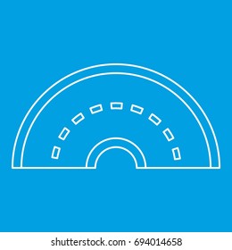 Round turning road icon blue outline style isolated vector illustration. Thin line sign